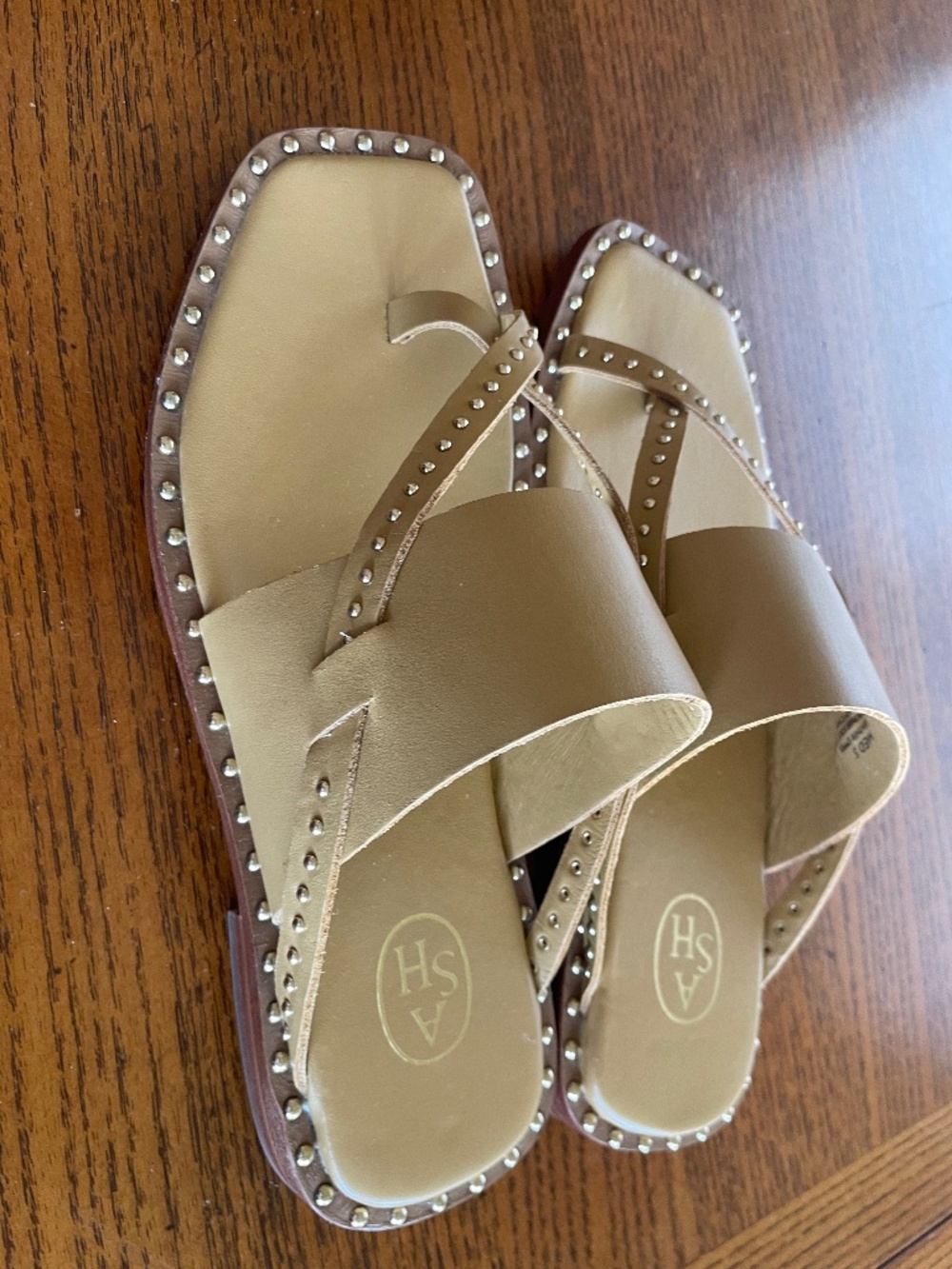 ASH Beautiful tan all leather sandal with small accent studs